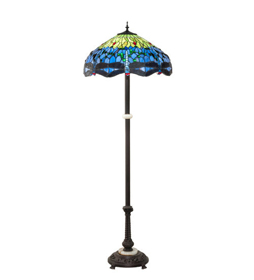 Three Light Floor Lamp from the Tiffany Hanginghead Dragonfly collection in Mahogany Bronze finish