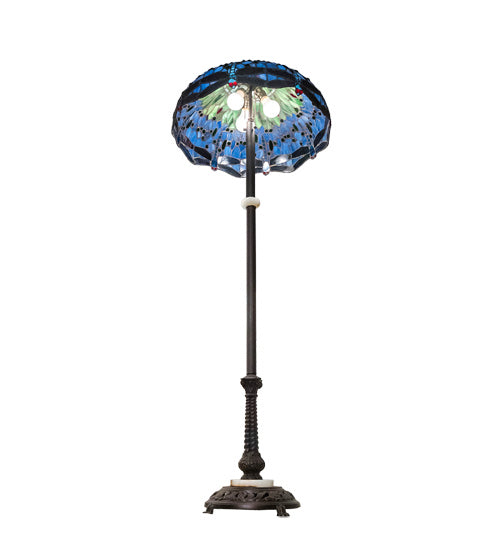 Three Light Floor Lamp from the Tiffany Hanginghead Dragonfly collection in Mahogany Bronze finish