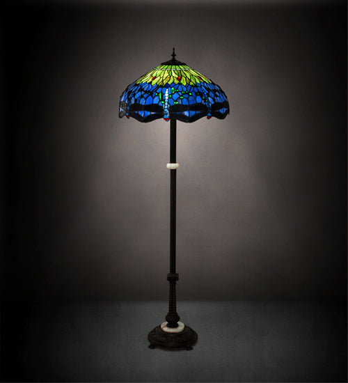 Three Light Floor Lamp from the Tiffany Hanginghead Dragonfly collection in Mahogany Bronze finish