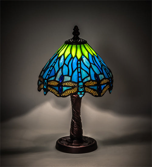 One Light Table Lamp from the Tiffany Hanginghead Dragonfly collection in Mahogany Bronze finish