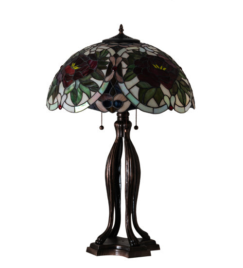 Three Light Table Lamp from the Renaissance Rose collection in Mahogany Bronze finish