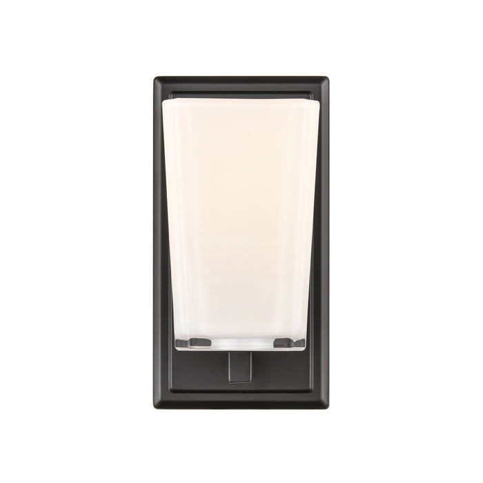 One Light Wall Sconce from the Riverside collection in Ebony w/ Silk Screen Opal Glass finish