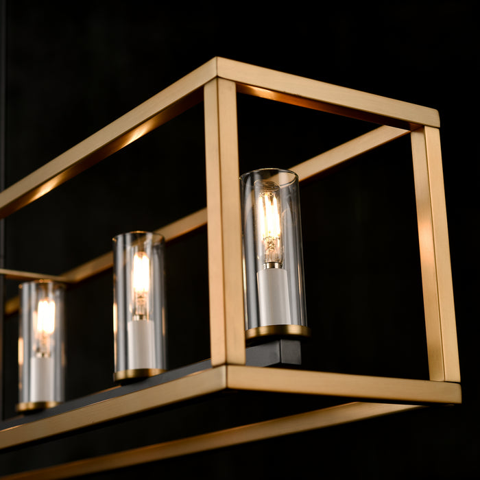 Seven Light Linear Pendant from the Sambre collection in Multiple Finishes/Brass/Graphite w/ Clear Glass finish