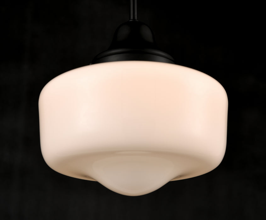 One Light Semi-Flush Mount from the Schoolhouse collection in Ebony w/ True Opal Glass finish