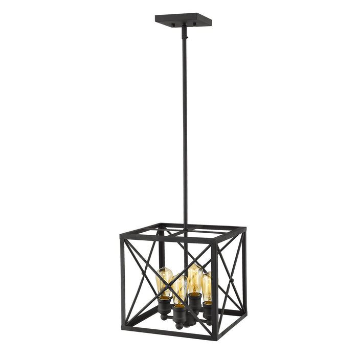 Four Light Pendant from the Brooklyn collection in Matte Black finish
