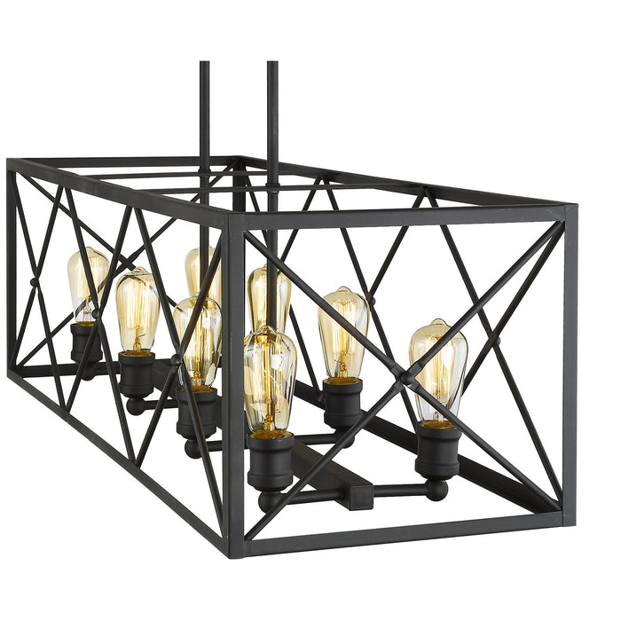 Eight Light Island Pendant from the Brooklyn collection in Matte Black finish