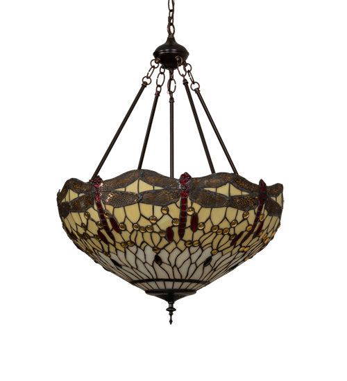 Three Light Pendant from the Tiffany Hanginghead Dragonfly collection in Mahogany Bronze finish