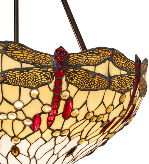 Three Light Pendant from the Tiffany Hanginghead Dragonfly collection in Mahogany Bronze finish