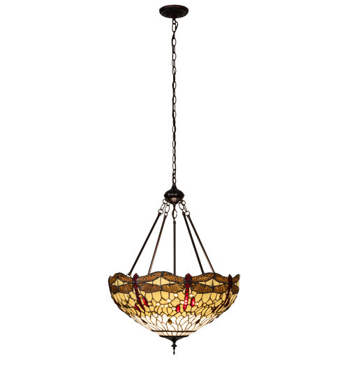 Three Light Pendant from the Tiffany Hanginghead Dragonfly collection in Mahogany Bronze finish