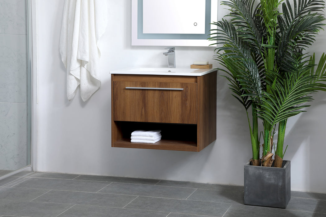 Single Bathroom Floating Vanity from the Kasper collection in Walnut Brown finish