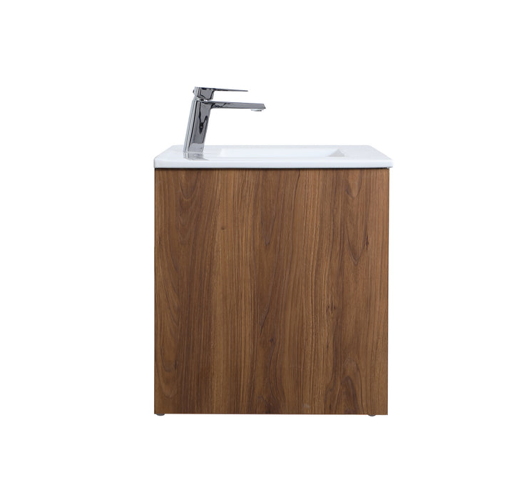 Single Bathroom Floating Vanity from the Rasina collection in Walnut Brown finish