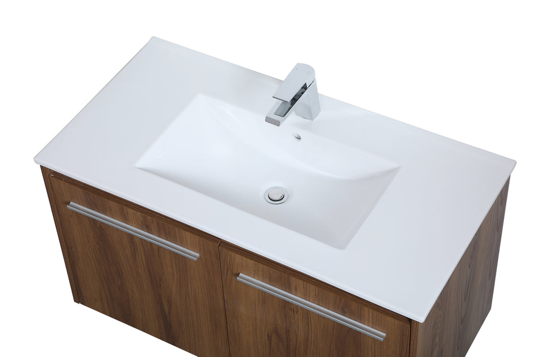 Single Bathroom Floating Vanity from the Rasina collection in Walnut Brown finish