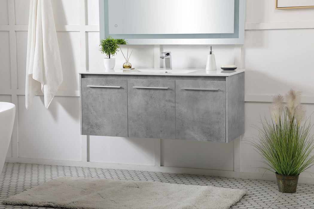 Single Bathroom Floating Vanity from the Rasina collection in Concrete Grey finish