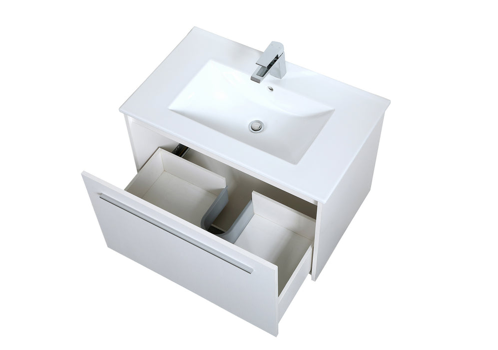 Single Bathroom Floating Vanity from the Tessa collection in White finish