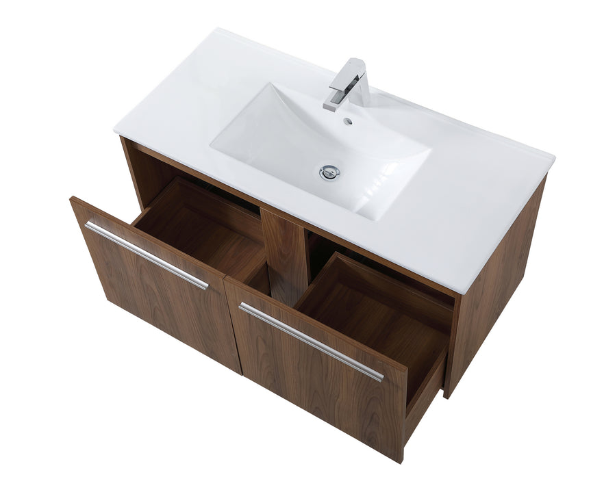 Single Bathroom Floating Vanity from the Tessa collection in Walnut Brown finish