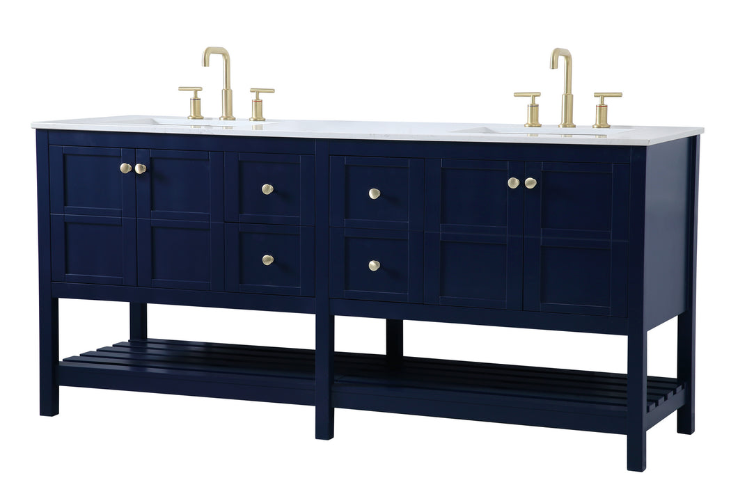Double Bathroom Vanity from the Theo collection in Blue finish