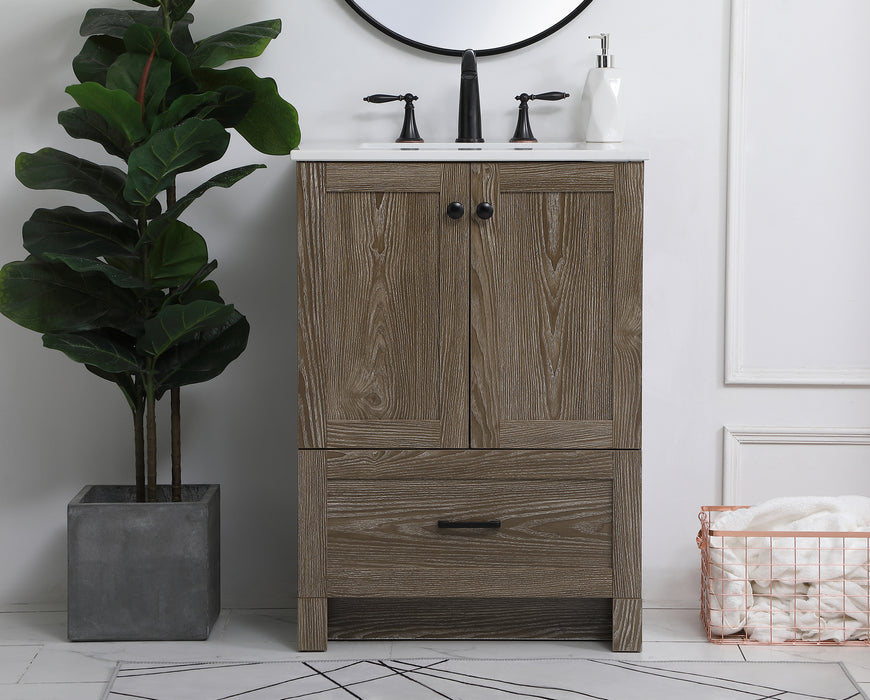 Single Bathroom Vanity from the Soma collection in Weathered Oak finish