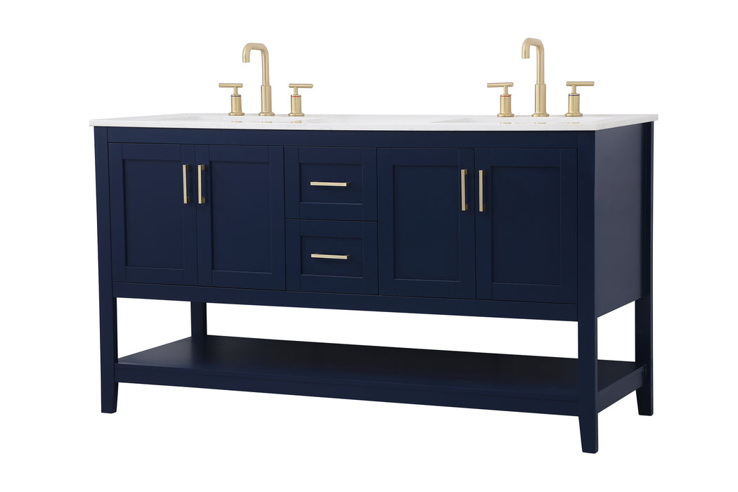 Double Bathroom Vanity from the Aubrey collection in Blue finish