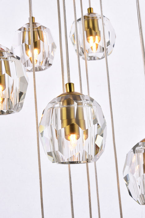 18 Light Pendant from the Eren collection in Gold finish