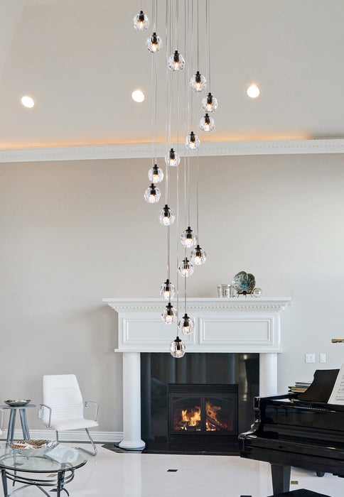 18 Light Pendant from the Eren collection in Black finish