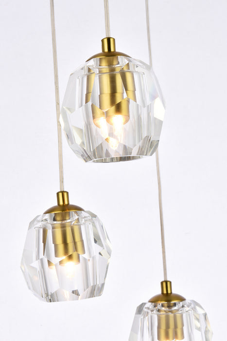 Five Light Pendant from the Eren collection in Gold finish
