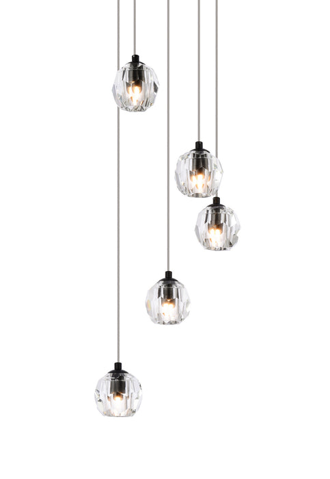 Five Light Pendant from the Eren collection in Black finish