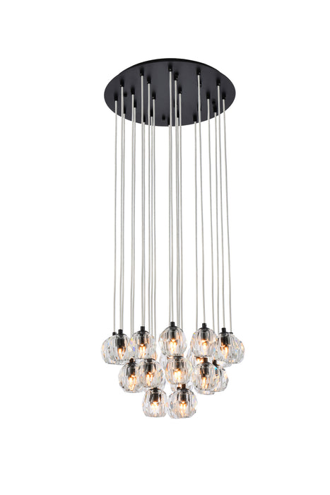 24 Light Pendant from the Eren collection in Black finish