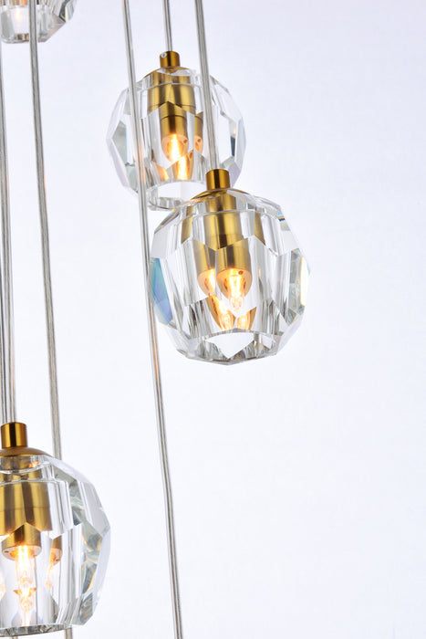 Ten Light Pendant from the Eren collection in Gold finish