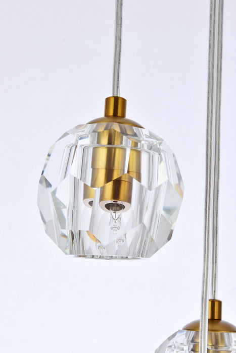Ten Light Pendant from the Eren collection in Gold finish
