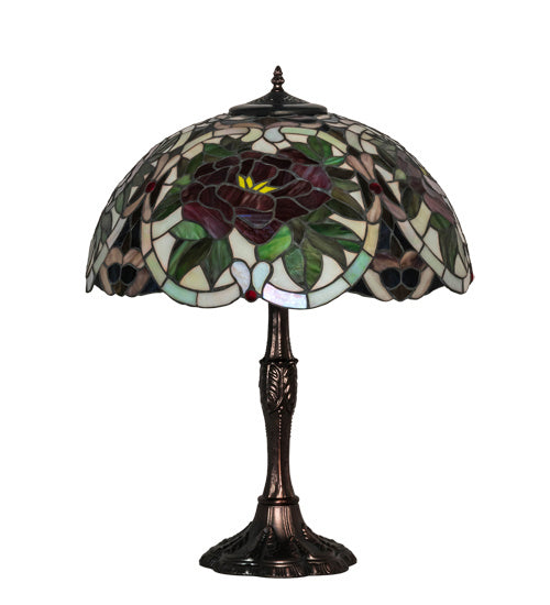 Three Light Table Lamp from the Renaissance Rose collection in Mahogany Bronze finish