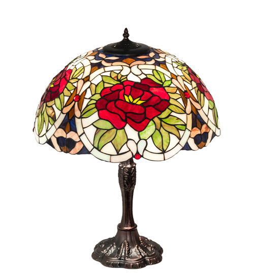 Three Light Table Lamp from the Renaissance Rose collection in Mahogany Bronze finish