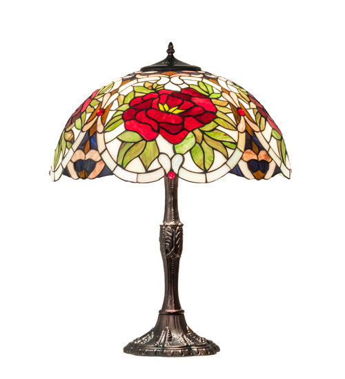 Three Light Table Lamp from the Renaissance Rose collection in Mahogany Bronze finish