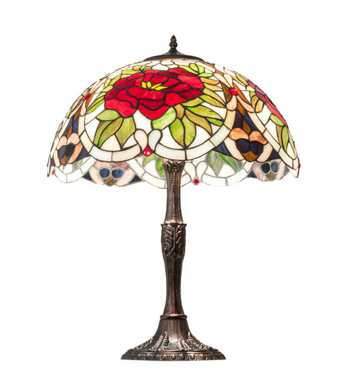 Three Light Table Lamp from the Renaissance Rose collection in Mahogany Bronze finish