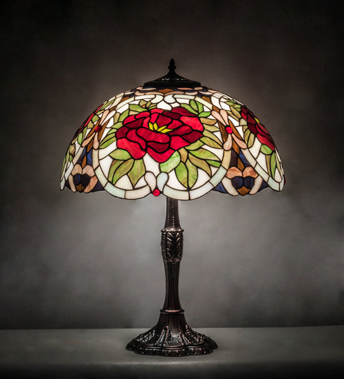 Three Light Table Lamp from the Renaissance Rose collection in Mahogany Bronze finish