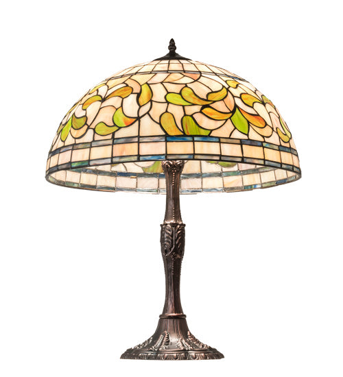 Three Light Table Lamp from the Tiffany Turning Leaf collection in Mahogany Bronze finish