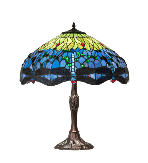 Three Light Table Lamp from the Tiffany Hanginghead Dragonfly collection in Mahogany Bronze finish