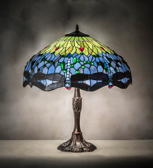 Three Light Table Lamp from the Tiffany Hanginghead Dragonfly collection in Mahogany Bronze finish