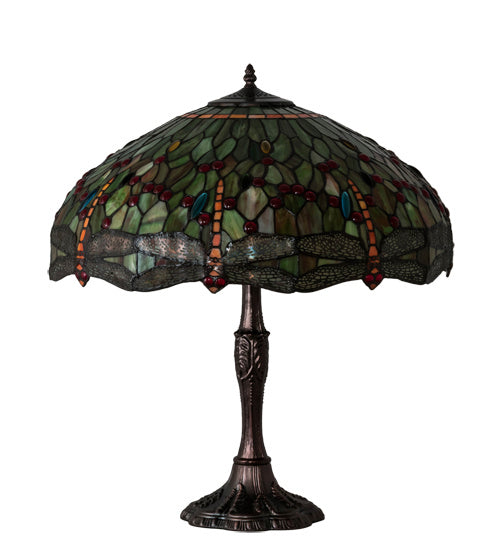 Three Light Table Lamp from the Tiffany Hanginghead Dragonfly collection in Mahogany Bronze finish