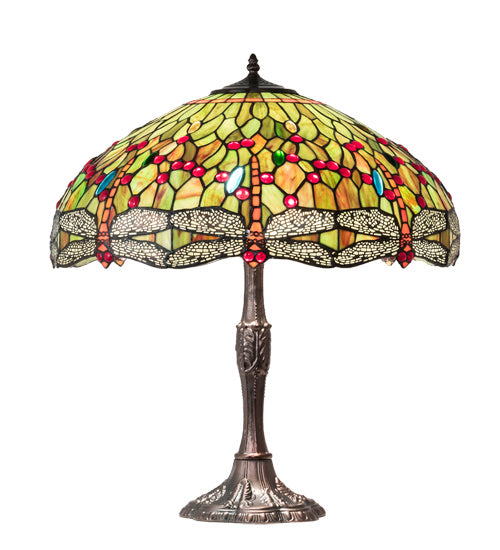 Three Light Table Lamp from the Tiffany Hanginghead Dragonfly collection in Mahogany Bronze finish