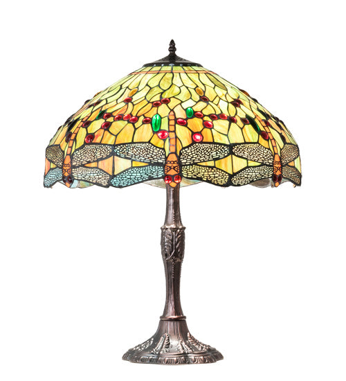 Three Light Table Lamp from the Tiffany Hanginghead Dragonfly collection in Mahogany Bronze finish