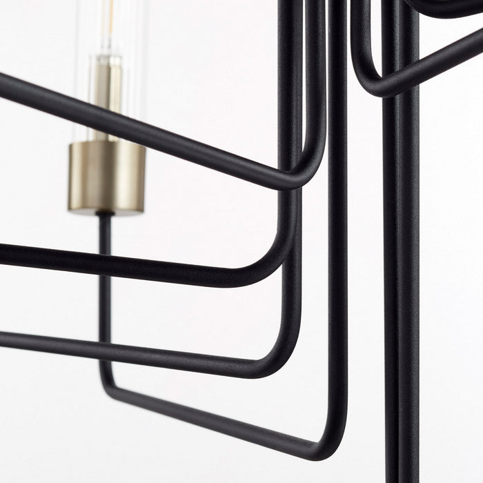 Eight Light Chandelier from the Helix collection in Noir w/ Aged Brass finish