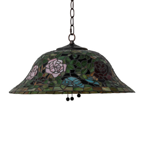 Three Light Pendant from the Tiffany Rosebush collection in Mahogany Bronze finish