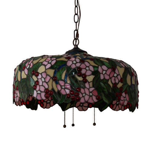 Three Light Pendant from the Tiffany Cherry Blossom collection in Mahogany Bronze finish