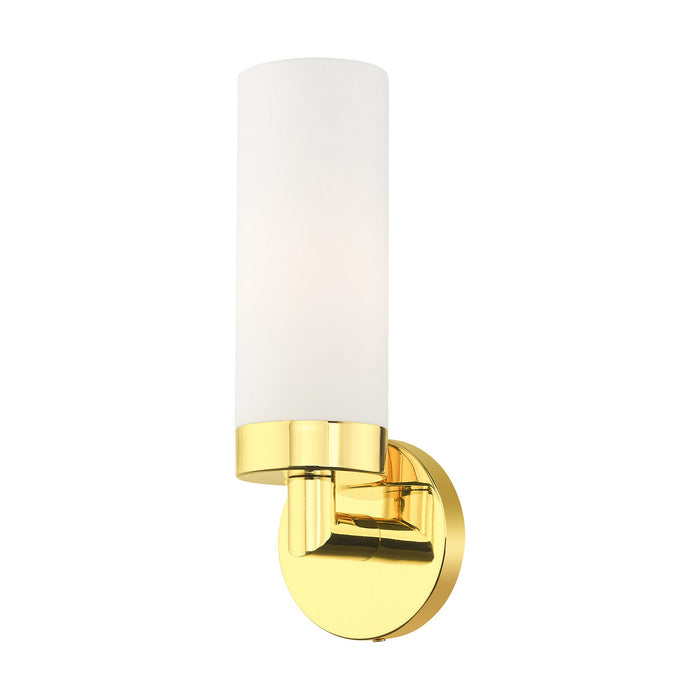 One Light Wall Sconce from the Aero collection in Polished Brass finish