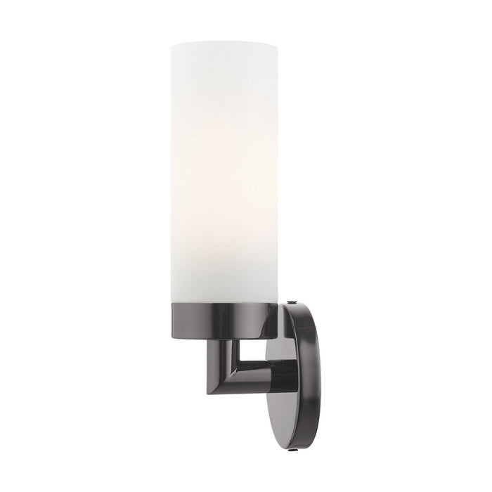 One Light Wall Sconce from the Aero collection in Black Chrome finish