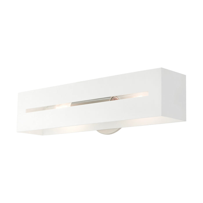 Two Light Vanity from the Soma collection in Textured White with Brushed Nickel finish
