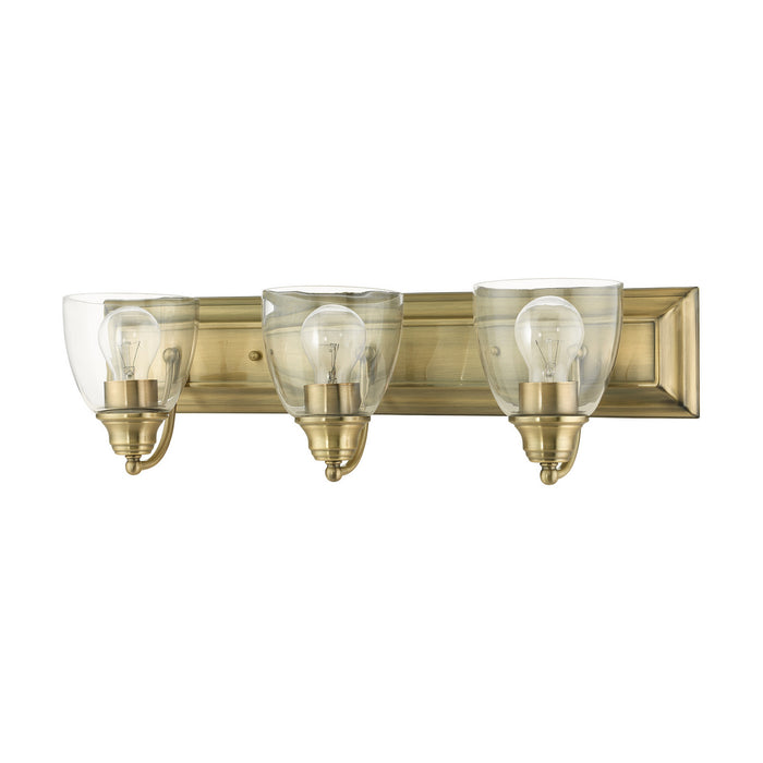 Three Light Vanity from the Birmingham collection in Antique Brass finish