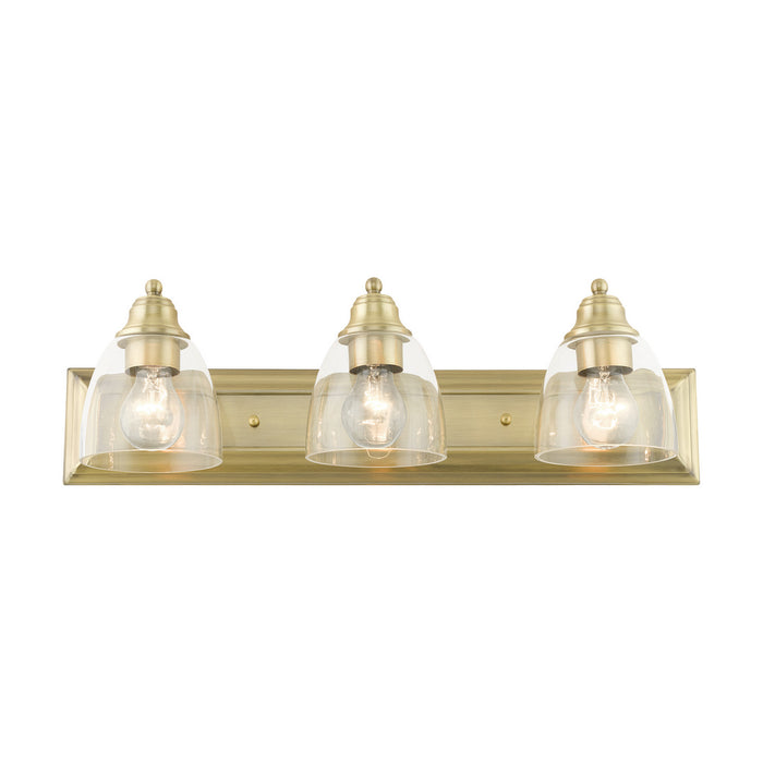 Three Light Vanity from the Birmingham collection in Antique Brass finish
