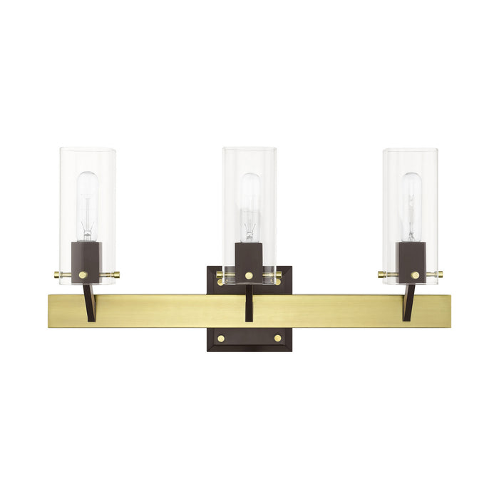 Three Light Vanity from the Beckett collection in Satin Brass finish