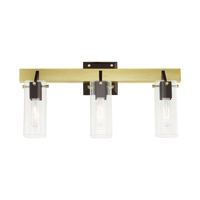 Three Light Vanity from the Beckett collection in Satin Brass finish